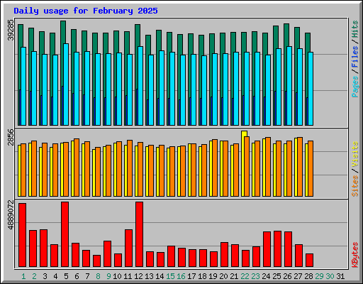 Daily usage for February 2025